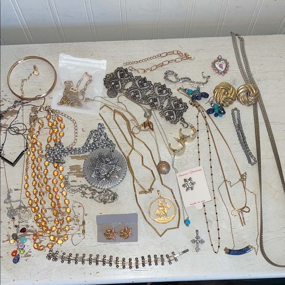 Lot MCM + Costume Jewelry Monet Avon ART unmarked crystal necklace bracelet